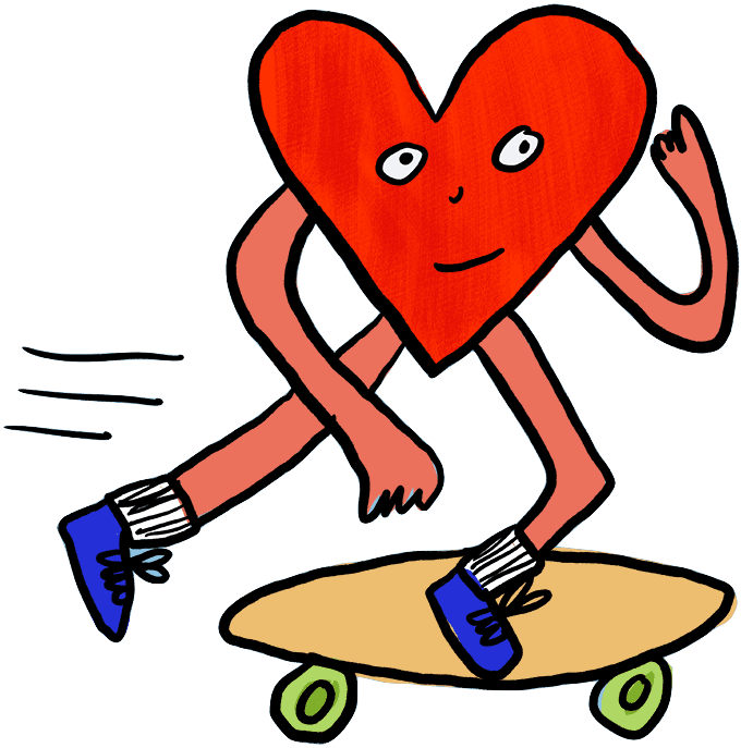 heart on a skateboard